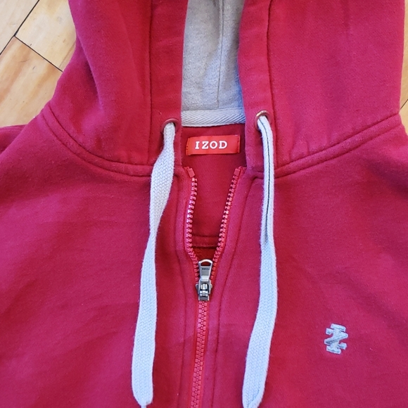 Izod Maroon zip up Hoodie - Picture 3 of 6